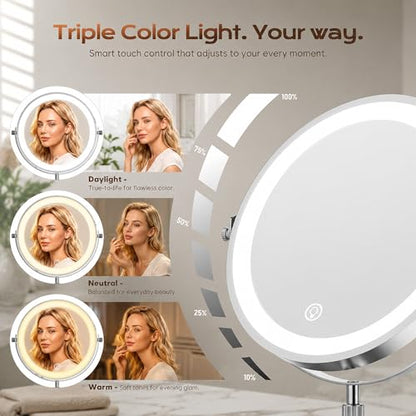 Dienmern Lighted Makeup Mirror, 1X/20X Magnifying Vanity Mirror with Lights