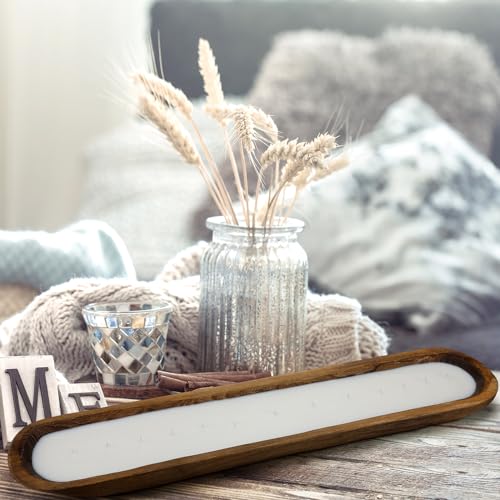 Gerrii 30 Inch Wooden Dough Bowl, Farmhouse Candle Centerpiece