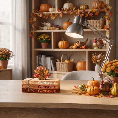 Smile Thanksgiving Wooden Decor Indoor Turkey Gobble Faux Books Bundle - style: Turkey