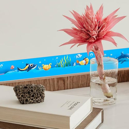 IVN Wallpaper Border Peel and Stick Wall Cartoon Sea Animals 4x196 Inch - color: Cartoon Sea Animals