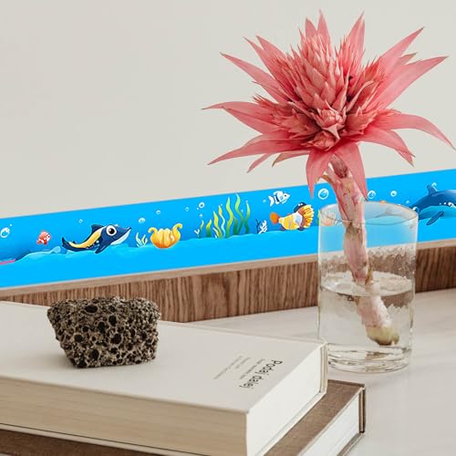 IVN Wallpaper Border Peel and Stick Wall Cartoon Sea Animals 4x196 Inch - color: Cartoon Sea Animals