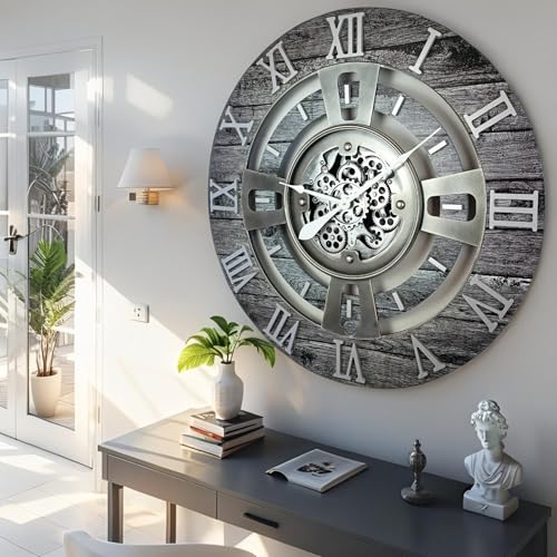 ImprovingLife The Gears Clock Real Moving Gear Wall Clock England Line (Carbon Grey, 24 inches (60 cm)) - color: Carbon Grey, size: 24 inches (60 cm)