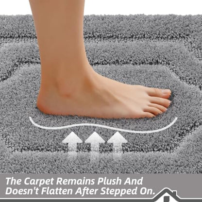 BEQHAUSE Bathroom Rugs Non Slip Bath Mat Soft Absorbent, 24"x48", Grey - color: Grey, size: 2' x 4' (Rectangular)