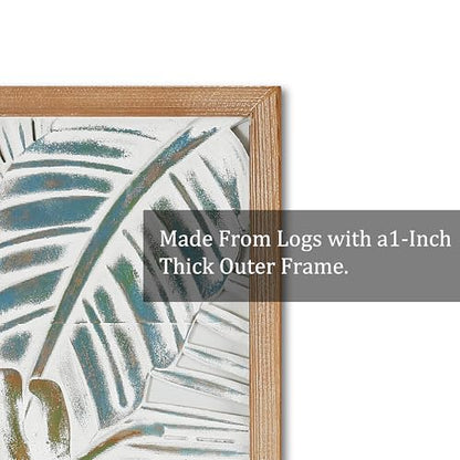 XIAOAIKA Boho Hand-Carved Tropical Leaf Wood Wall Art Panels, Set of 3 - color: STYLE I