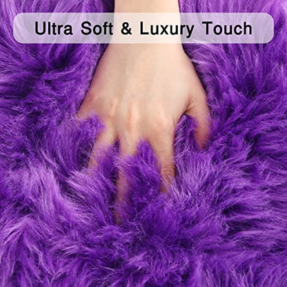duduta Purple Faux Sheepskin Runner Rugs 2x6 ft, Fluffy Fur Couch Covers - color: Purple, size: 2' x 6' (Runner)
