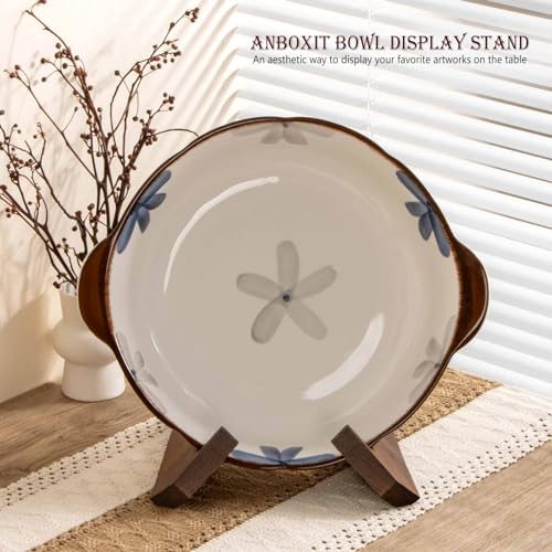 ANBOXIT Bowl Stands for Display, 6.5 Inch Plate Holder, Wooden Easel