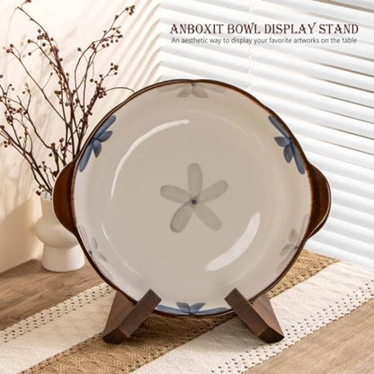 ANBOXIT Bowl Stands for Display, 6.5 Inch Plate Holder, Wooden Easel