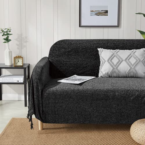 BOURINA Chenille Throw Blanket Boho Throw Outdoor Blanket,50x60Inch Black - color: Black, size: 50"×60"