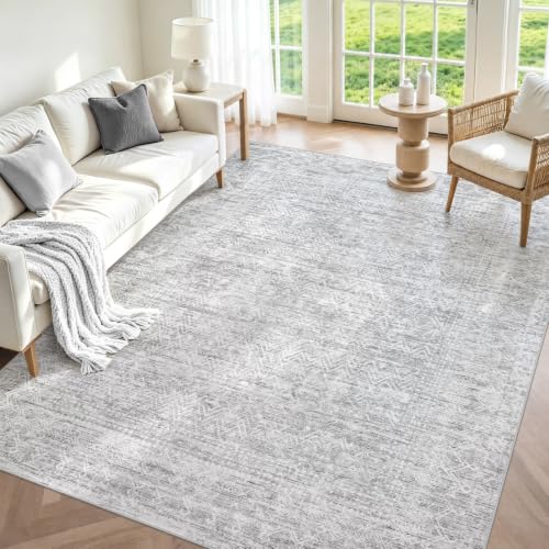 5x7 Area Rugs, Grey Washable Geometric Boho Rug for Living Room, Bedroom - color: Grey, size: 5' x 7' (Rectangular)
