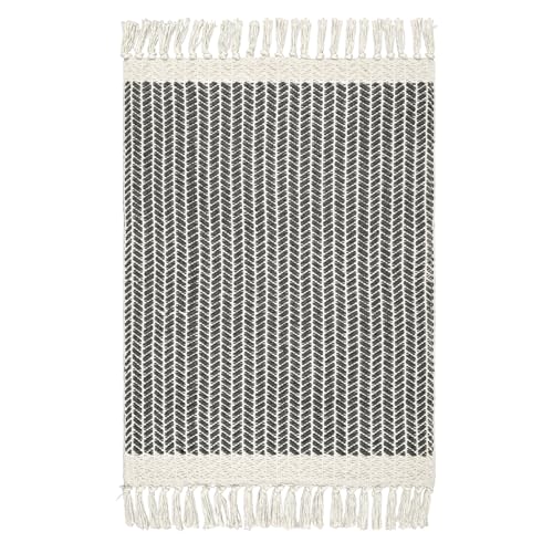 Lahome Boho Bathroom Rugs, 3x5 Washable Area Rug for Living Room - color: Grey, size: 3' x 5' (Rectangular)