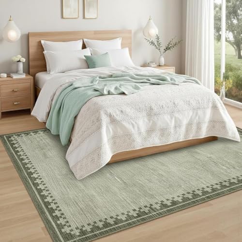 GarveeHome Living Room Rug 4x6 Washable Cross Bordered Soft Throw Carpet - color: Green, size: 4' x 6' (Rectangular)