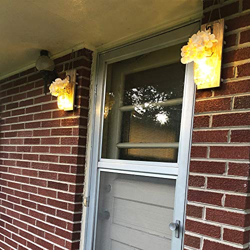 Rustic Mason Jar Sconces Wall Decor, Rustic Brown, Set of 2 - color: 11"H Brown + Hydrangea