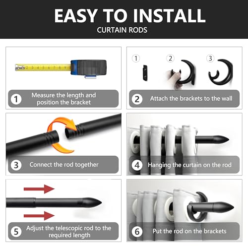 Modern Adjustable Curtain Rod Set 16 to 144 Inches, Sleek Window Rod for Bedroom, Living Room, White - color: WHITE, size: 16" to 144"
