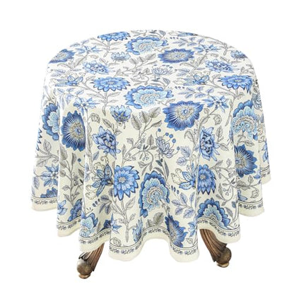 ISAENNE Designer French Linen Round Tablecloth,Diameter 55"-Blanch - color: Blanch, size: 55" (Round)