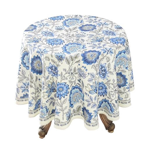 ISAENNE Designer French Linen Round Tablecloth,Diameter 67"-Blanch - color: Blanch, size: 67" (Round)