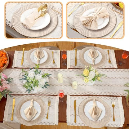 8 Sets Boho Place Mats Set Round Woven Placemats Table Decor