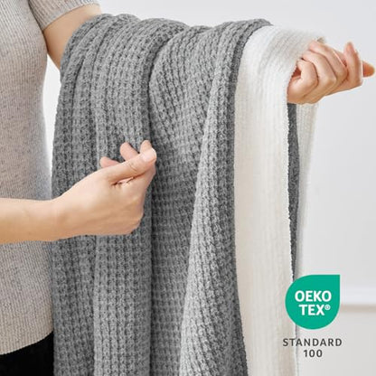 BEDELITE Soft Cozy Chenille Waffle Knit Throw Blanket,Farmhouse Boho - color: Grey, size: Throw(50"x60")