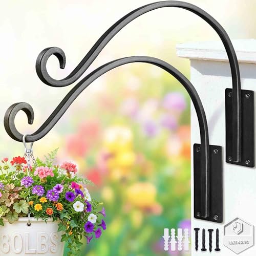 Heavy Duty Plant Hanger Bracket - 16" 80Lbs Outdoor Wall Mount Hook 2-Pack - color: 16"-Black-2Pcs, size: 16" Black