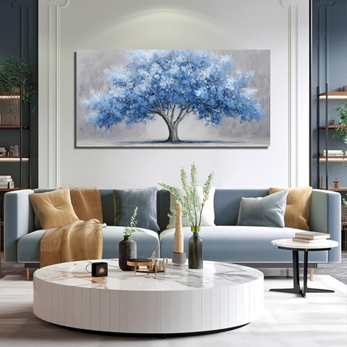 Large Canvas Wall Art for Bedroom Tree of Life Prints for Living Room Blue Poster Wall Art for Office Size 29 x 58 Inch - size: 58"L x 29"W