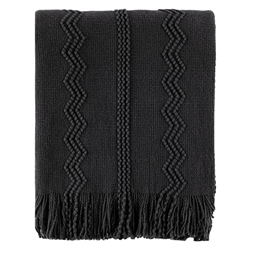 BATTILO HOME Black Throw Blanket for Couch, 50"x60" - color: Black, size: 50 x 60 in.
