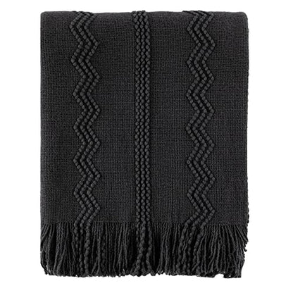 BATTILO HOME Black Throw Blanket for Couch, 50"x60" - color: Black, size: 50 x 60 in.