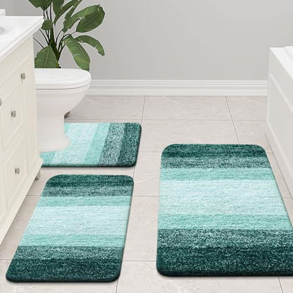 Arotive Microfiber Bathroom Rugs, Shaggy Soft Absorbent Bath Rug, 36x24 - color: Dark Green, size: 36" X 24"