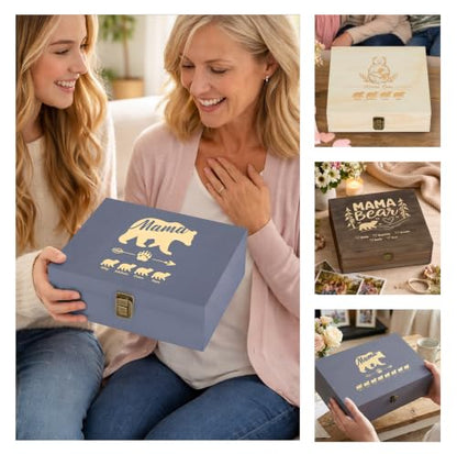 Personalized Mama Bear Memory Box, Engraved Gift for Mom or Grandma - style: 19. Mama Bear Designs