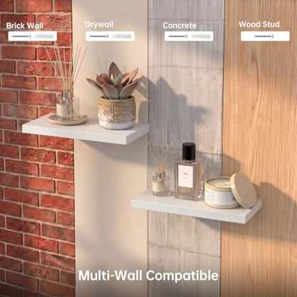 Floating Shelves for Wall,White, 11.8"L x 5.5"D x 0.98"H,Set of 2 - color: White, size: 11.8''(Thinner)