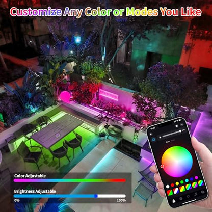 66ft LED Rope Lights for Outside Waterproof with APP & Remote - size: 66FT