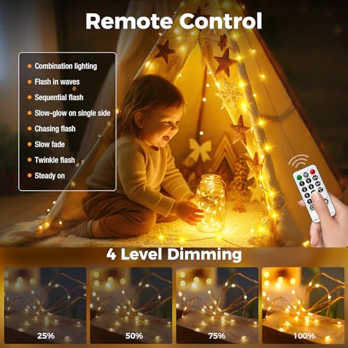 btfarm Fairy Lights Plug in with Remote, 66FT 200 LED Twinkle Lights - color: Warm White, size: 1 Pack-66FT