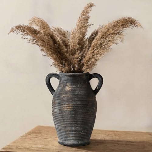 Vaseking Ceramic Rustic Vase, 9.8 inch Farmhouse Vases Home Decor, Bronze - color: Bronze