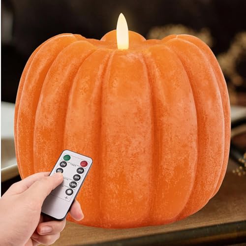 Fall Decorations for Home - Flickering Flameless Wax Pumpkin LED Candle