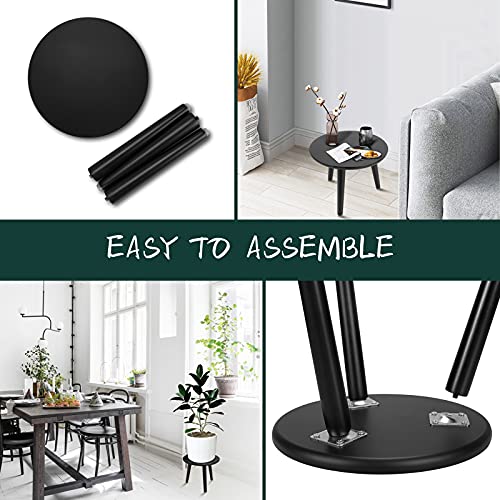 Uneedem Indoor Plant Stand, Modern Plant Table 8.9" Tall Wood Mid Century Flower Holder Small Round Side End Table - color: Black, size: 8.9"