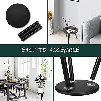Uneedem Indoor Plant Stand, Modern Plant Table 8.9" Tall Wood Mid Century Flower Holder Small Round Side End Table - color: Black, size: 8.9"