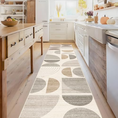 MUJOO Boho Runner Rug Washable,2x8 Area Rugs Non Slip Modern Abstract - color: Beige and Cream, size: 2' x 8' (Rectangular)