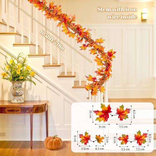 Fall Garland 6.5ft/Piece Fall Maple Leaf Garlands Autumn Garland Leaves Vine for Thanksgiving Home Decor 1pc - color: 1 Pc Autumn Leaves Garland, size: Fall Garland