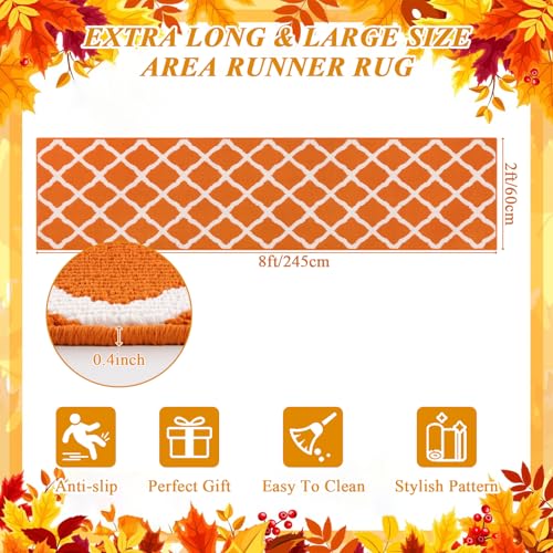 SHACOS Fall Runner Rug 2x8 ft Non Slip Washable Hallway Kitchen Rug Runner - color: Orange, size: 2' x 8'