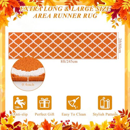 SHACOS Fall Runner Rug 2x8 ft Non Slip Washable Hallway Kitchen Rug Runner - color: Orange, size: 2' x 8'