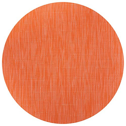 SHACOS Round Table Placemats Set of 5 Woven Vinyl Wedge Placemats with Centerpiece Round Table Mats Heat Resistant Wipe Clean (5, Orange) - color: Orange
