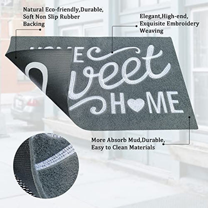 AAZZKANG Gray Long Doormat 48"x18" with Non Slip Rubber Backing Easy to Clean Home Sweet Home Welcome Entrance Mat - color: Dimgray, size: 18" x 48" (Rectangular)