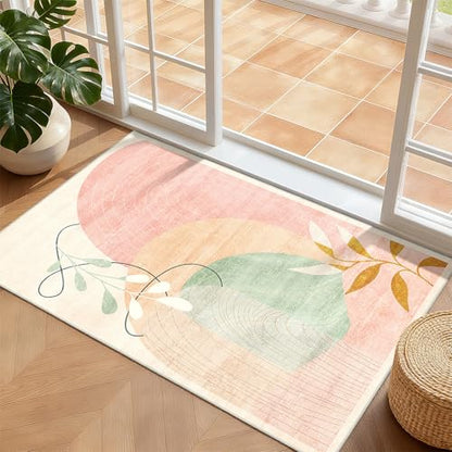 MUJOO 2x3 Washable Rug Small Area Rugs Non Slip Mid Century Modern - color: Pink（modern）, size: 2' x 3' (Rectangular)