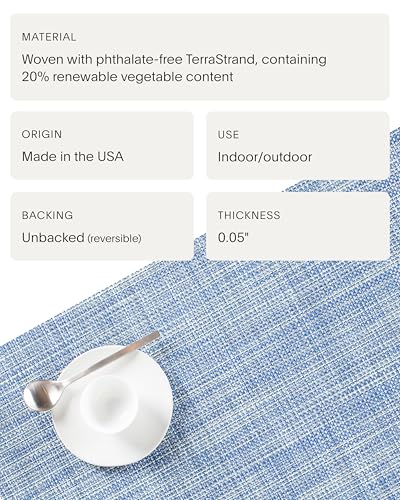 Chilewich Mini Basketweave Placemats, Woven Oval Placemats Set of 4 - color: Chambray, size: 14"x19.25"