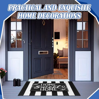 Geelin 2 Pcs Home Sweet Home Doormat, Black and White Striped Rug Set - style: Stripe Home Sweet Home
