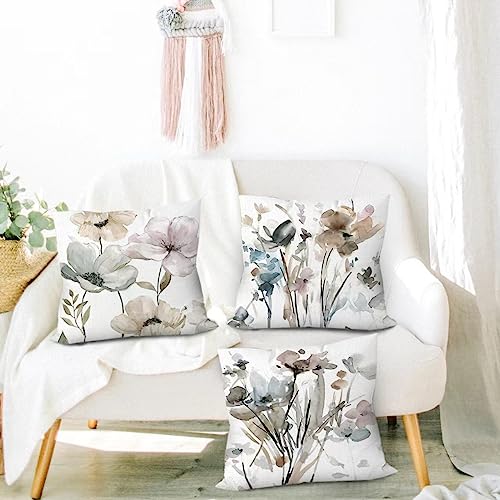 Watercolor Floral Throw Pillow Covers 20x20 Set of 6, Nature Home Decor - color: Modern Flower, size: 20" x 20" (Pack of 6)