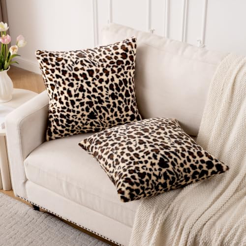 GALMAXS7 Cheetah Pillow Covers Leopard Throw Pillow Covers Set of 2, 20x20 - color: Leopard, size: 20" x 20" (Pack of 2)