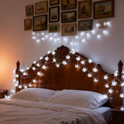 33ft 100 LED Plug in Cool White Cherry Blossom Flower String Lights Decor - color: White