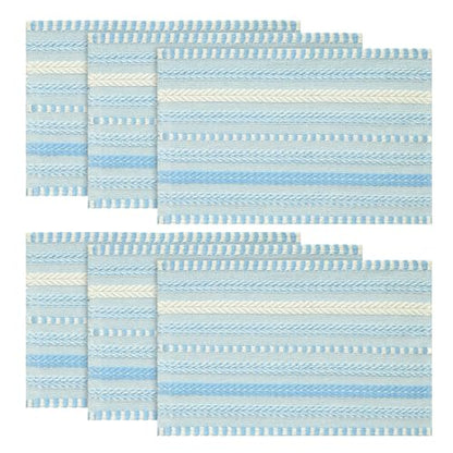Artoid Mode Sky Blue Woven Braided Stripe Placemats Set of 6-12x18 Inch - color: Sky Blue, size: 12" x 18", 6 Pcs