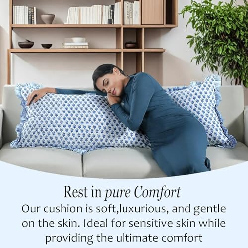 CPC Apatite Blue Block Print Ruffle Sham Pillow Cover 20x54 Inch, Pack of 1 - color: Apatite Blue, size: 54" x 20" (Pack of 1)