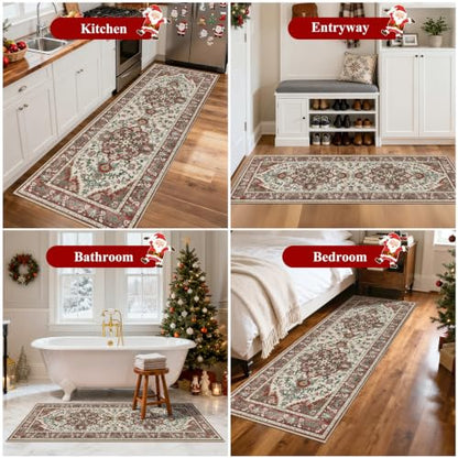 U'Artlines 2' x 6' Christmas Hallway Runner Rug, Non Slip Accent Rug, Red - color: Christmas Red, size: 2' x 6' (Runner)