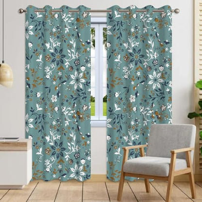 Boho Floral Blackout Curtains 2 Panels Set - Retro Botanical Leaf & Flower Window Drapes with Grommets, Thermal Insulated Room Darkening Curtains for Bedroom Living Room, 52x84 Inch - color: Delicate Floral-c
